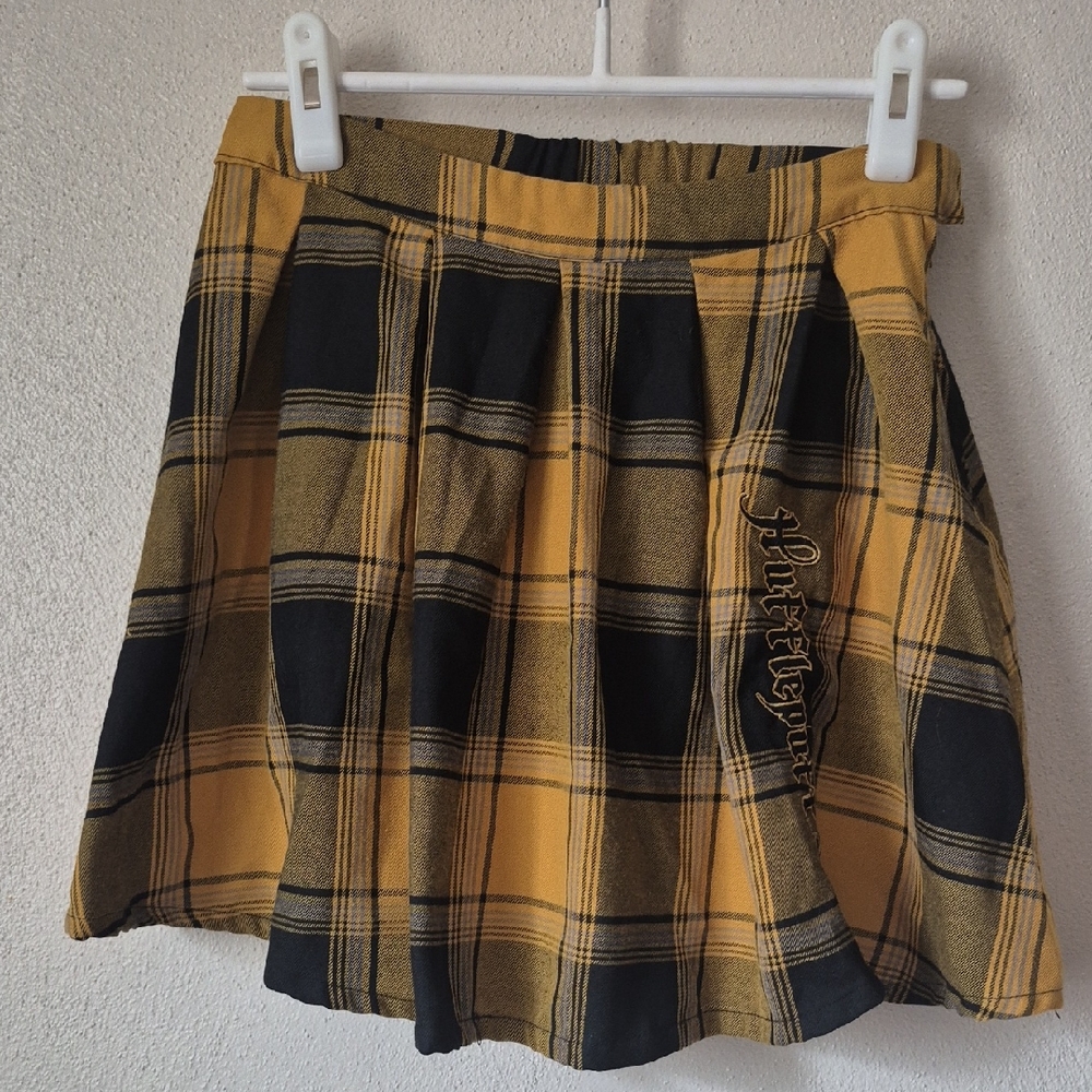 Warner Bros. Yellow and Black Plaid Skater Skirt